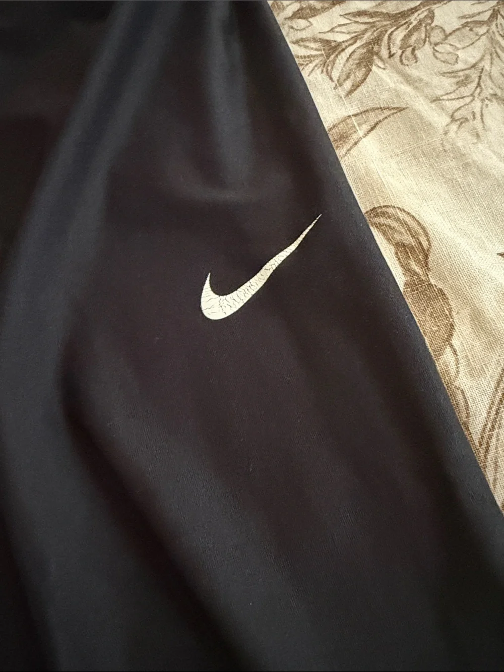 Nike Black Cropped' Performance Leggings with White Swoosh (Medium)